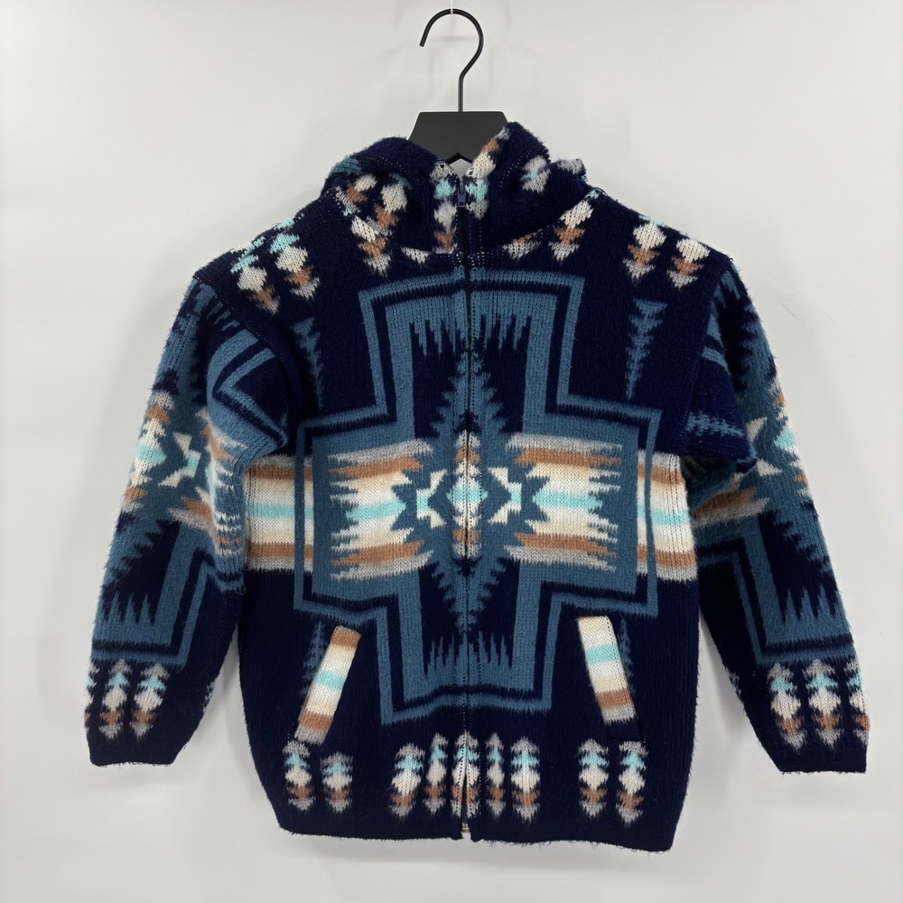 Artesanias Tuntaquimba Wool Jacket Medium Zip Hoodie‎ Aztec Southwest Geometric